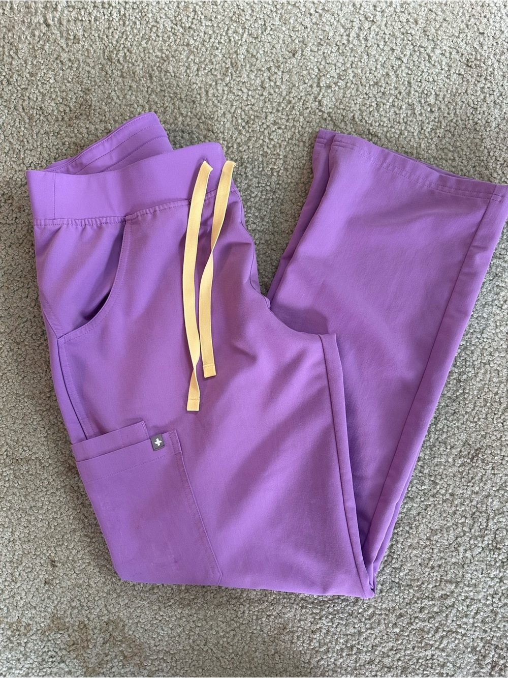 FIGS WILD IRIS Kade Jogger Bottoms with Yellow Accents- SIZE MEDIUM